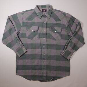 Vintage CGC Pearl Snap Soft Flannel Shirt Western Yoke Made in USA Mens Large L